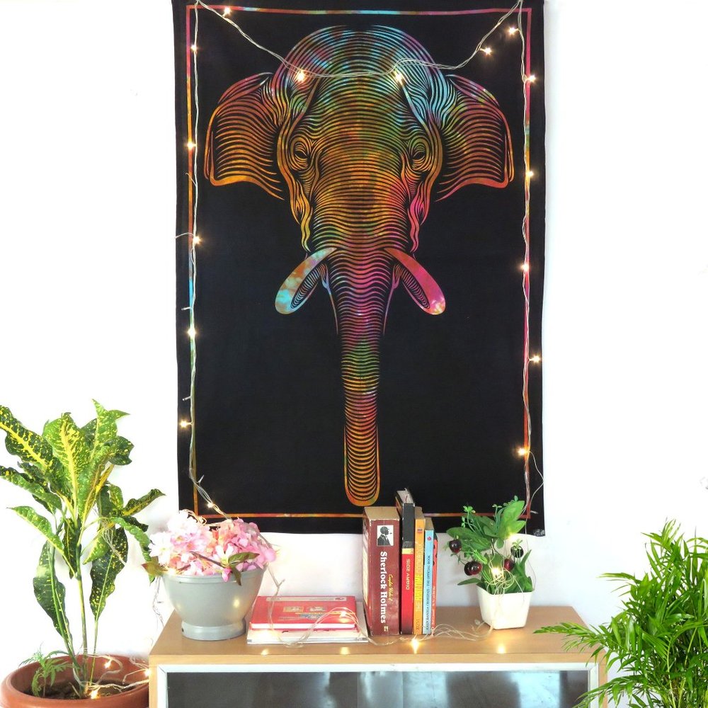 Oussum Elephant Multi Hippie Poster for Home Decor